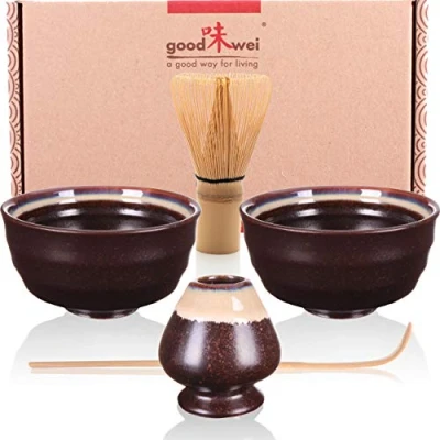 Imagen de Goodwei Juego de té Matcha para Dos Bol té, batidor y Soporte Incl. Caja Regalo (Kumo), Cerámica, 180 ml