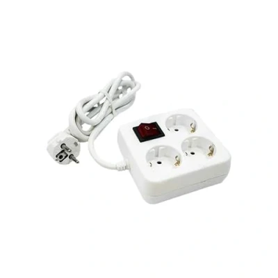 Imagen de Regleta Cuadrada de 3 Tomas schuko con Interruptor, m, 3G, 1,5 mm² Blanca, Base