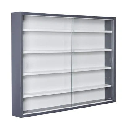 Imagen de Inter Link Vitrina de colección Estantería pared cristal colgante MDF Gris/Blanco (80x60x9,5 cm) Collecty Gris
