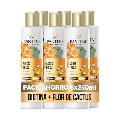 Imagen de Pantene Frizz Control Champú Con Biotina 250ml x6 Complejo de Keratina