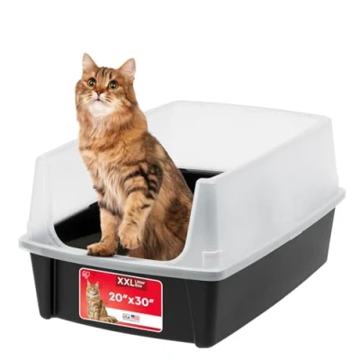 Imagen de Iris Ohyama Arenero Abierto XL para Gato, Caja de Arena Grande sin Tapa, Altos Bordes Antisalpicaduras, Fácil Limpiar, Gatos Grandes, Gatitos, Hogares con Varios