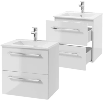 Imagen de Deftrans Domodomo Mueble de baño con lavabo, 50 x 45,6 cm, armario cerámica para lavabo baño, color blanco