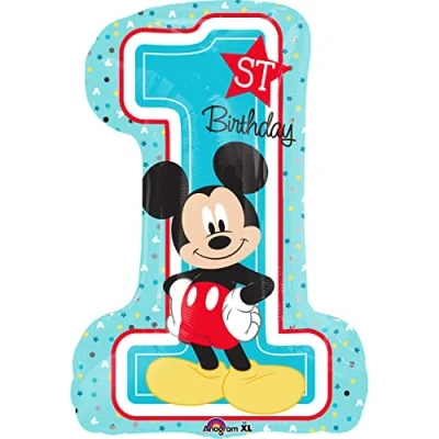 Imagen de Amscan 3434301 globo Super Shape Mickey 1er cumpleaños, tamaño 48 x 71 cm, ratón, de helio, decoración