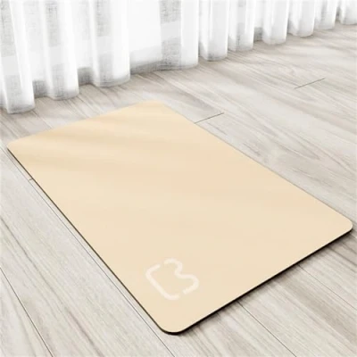 Imagen de Xisnuient Alfombrilla De Silicona para Comederos Perros Gatos Estera Comida Y Agua Antideslizante Impermeable Tapetes Comer Mascota Protege El Suelo Manchas Humedad (60x90cm,Beige)