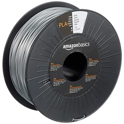 Imagen de Amazon Basics Filamento para impresora 3D, ácido poliláctico (PLA), 1.75 mm, cinta de 1 kg, plateado