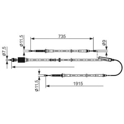 Imagen de BOSCH 1 987 482 801 Cable de Freno Mano 1915, 735 OPEL: Astra J Hatchback