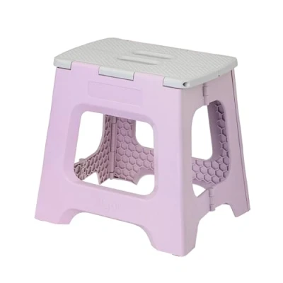 Imagen de VIGAR Taburete Plegable Modelo Compact 32 cm de Altura Base Superior Antideslizante Ideal Cocina, Baño y Camping Paso Máximo 150 Kg Color Violeta Gris