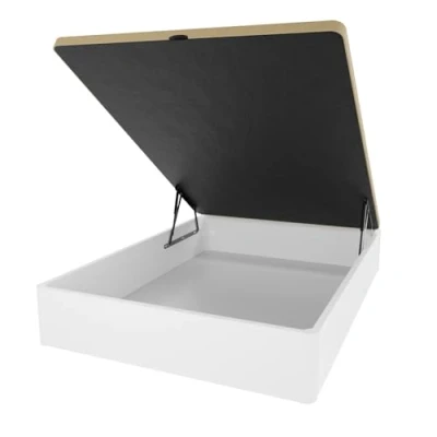 Imagen de amuéblate online Canapé Abatible de Madera Súper Reforzado con Gran Capacidad, Esquinas Redondeadas, 150 x 190, Blanco