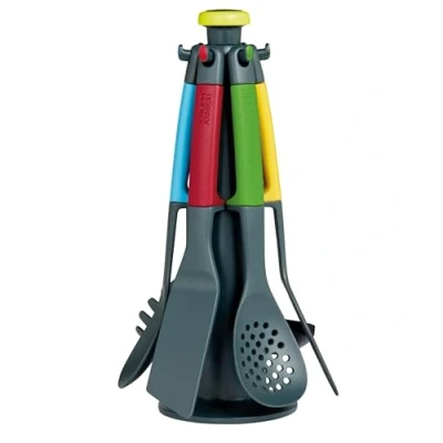Imagen de Casdon Joseph Elevate Set de Utensilios Cocina Colores para niños a Partir 3 años ¡con Soporte Almacenamiento Giratorio!