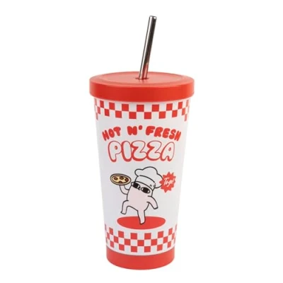 Imagen de Grupo Erik Vaso termo Ketnipz con tapa y pajita 550ml, Taza termica cepillo limpieza termico café frio o caliente sin BPA para café, cafe llevar