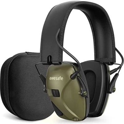 Imagen de awesafe Las orejeras electrónicas de protección auditiva vienen con funda transporte rígida, disparo amplificación sonido y supresión