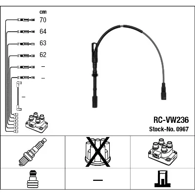 Imagen de NGK 0967 Juego de Cables Encendido 4 VOLKSWAGEN: Golf 4, Bora Berlina, Variant, AUDI: A3 Hatchback, SKODA: Octavia I Hatchback norauto,