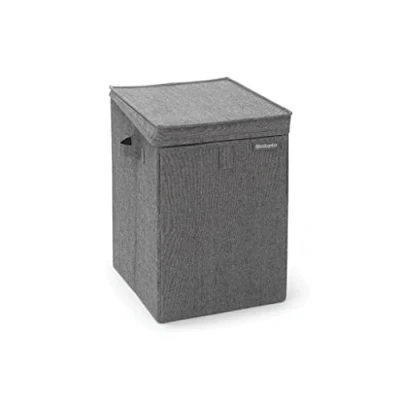 Imagen de Brabantia Caja de lavandería apilable apertura frontal y superior Espacio eficiente Fácil descargar Agarres ligeros Gran para la ropa sucia Negro pimienta 35L