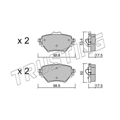 Imagen de TRUSTING 1003.0 Juego de pastillas freno excl. contacto avisador desgaste PEUGEOT: 308 II Hatchback, Rifter MPV, 3008 SUV
