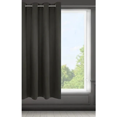Imagen de Eurofirany Logan Cortina Opaca 1 Unidad, Ojales, Bloquea la Luz, Oscurece Habitación, Dormitorio, Sala de Estar, 140x175 cm, Gris Graphito