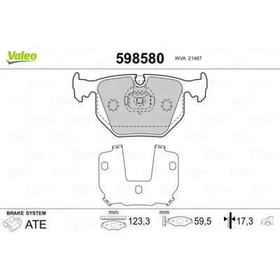 Imagen de VALEO 598580 Juego de pastillas freno Eje trasero excl. contacto avisador desgaste Chapa antichirridos BMW: 3 Berlina, Coupé, 5 Berlina