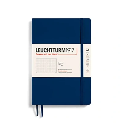 Imagen de LEUCHTTURM1917 362850 Libreta Medium (A5) 145 x 210 mm, Tapa Blanda, 123 páginas numeradas, Azúl Marino, Puntos