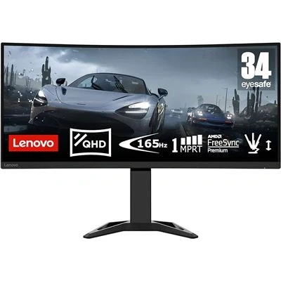 Imagen de Lenovo G34w 30 Monitor Gaming Curvo con EyeSafe, 34&#039;&#039; UWQHD (VA, 170Hz (OD), 0.5ms MPRT, HDMI+DP, Cable DP, FreeSync, Altavoces) Ajuste de inclinación/altura Negro