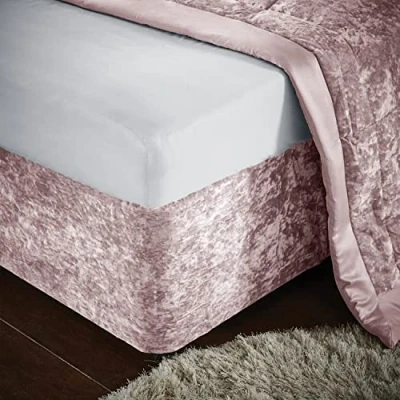 Imagen de Catherine Lansfield Base de diván elástica Doble Terciopelo Arrugado, Color Rosa