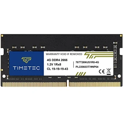 Imagen de Timetec 4GB DDR4 2666MHz PC4 21300 Non ECC Unbuffered 1.2V CL19 1Rx8 Single Rank 260 Pin SODIMM Laptop Notebook PC Computer Memory RAM Module Upgrade (4GB)