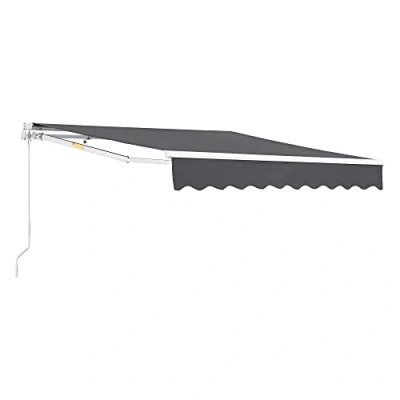 Imagen de [en.casa] Toldo Articulado con Armazón 300 x 250 cm Brazo Extraíble Enrollable Retráctil Manual Terraza Balcón Protector de Sol Parasol Manivela Gris Oscuro