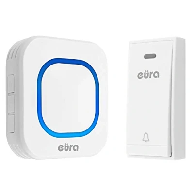 Imagen de Eura Tech Folk WDP 80H2 Timbre inalámbrico sin batería para Exteriores (Resistente al Agua, Alcance de 100 m, 58 Tonos, 4 Niveles Volumen), Soltero