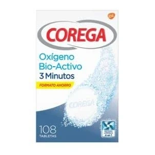 Imagen de Limpiador ultra rápido para prótesis totales y parciales COREGA Oxígeno bio activo 108 uds
