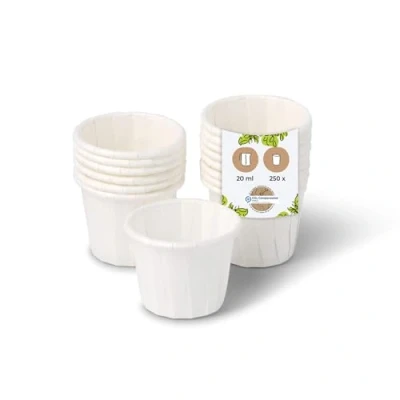 Imagen de BIOZOYG vasos de papel 20 ml blanco I Cuenco salsa ecológico Vasitos blancos hechos encerado Biodegradable y libre plástico hecho materiales reciclados 250unidades