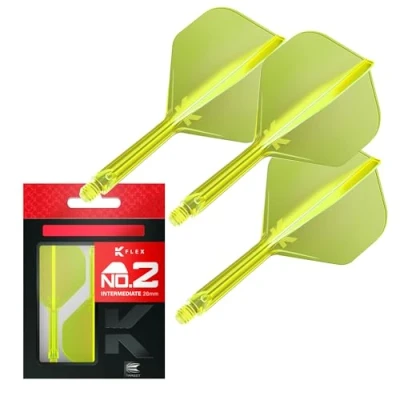 Imagen de Target Darts K Flex Integrated Dart Flight and Shaft, No.2 Amarillo (Intermedio) Lote de 3 No 2, Plumas y Caña para Dardos Kflex Precision Moulded 2 In 1 Accesorios Profesional
