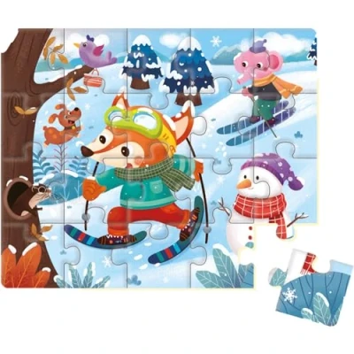 Imagen de Dohe Educa Puzzle Progresivo Infantil 20 Piezas de Cartón, Temática Animales, Rompecabezas para Niños 2 3 Años, Material Educativo