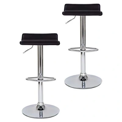 Imagen de dibea Taburete de Bar (2X) PU Cromo Giratorio 360, Variante 4 Negro