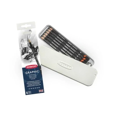 Imagen de Derwent Lápices de Grafito para Dibujo Gráfico Dibujar y Escribir, Set 6 con Sacapuntas, Ideal Bocetaje, Calidad Profesional, 0700835