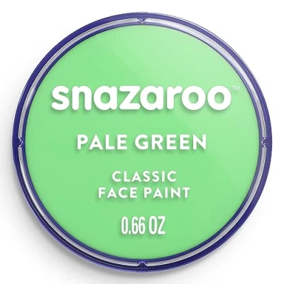 Imagen de Snazaroo Pintura facial y corporal, 18 ml, color verde pálido, profesional a base de agua, pastilla aquacolor individual para adultos, niños efectos especiales