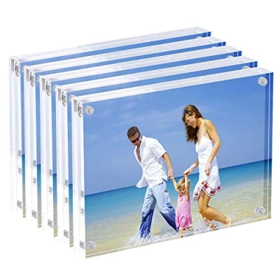 Imagen de AMEITECH Marcos de acrílico, juego bloques doble cara transparente 10 x 15 cm, marco fotos magnético sin escritorio Paquete 5
