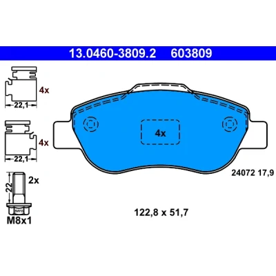 Imagen de ATE 13.0460 3809.2 Juego de pastillas freno FIAT: Panda II Hatchback