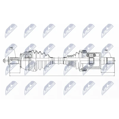 Imagen de NTY NPW VV 027 Árbol de Transmisión Eje delantero, izquierda automática VOLVO: V60 I