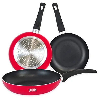 Imagen de Quttin Sartén Antiadherente de inducción Infinity con Mango. Para todo tipo cocinas. Aluminio Forjado Doble Capa. Resistente Duradera Tortilla patatas. Rojo Sarten Pequeña 18 cm