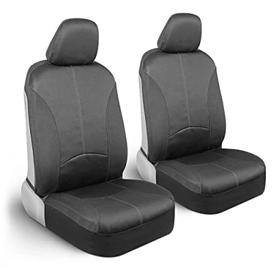 Imagen de Motor Trend SpillGuard Fundas de Asiento Impermeables para Asientos Delanteros, Costuras Grises, Protectores automóvil Neopreno duraderos, fáciles Instalar, Interiores