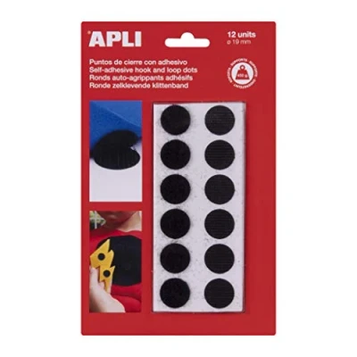 Imagen de APLI 13658 Pack de puntos adhesivos VELCRO®, 19 mm, color negro
