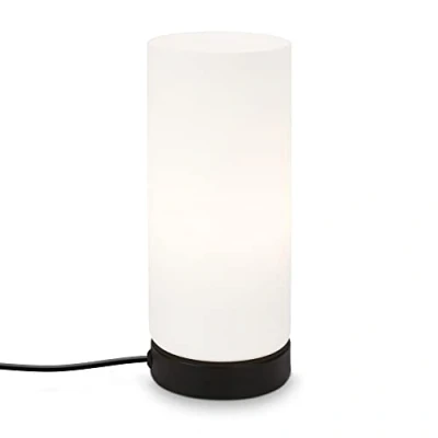 Imagen de BRILONER Lámpara de mesa (incluye interruptor cable, 1 bombilla E14, máx. 25 W, 100 x 250 mm), color blanco y negro
