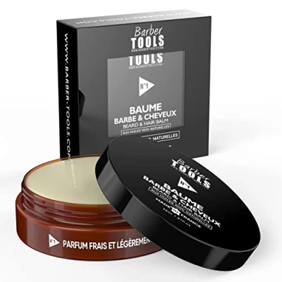 Imagen de Bálsamo para barba N1 Con aceites 100% naturales 30ml Nutre, hidrata, estructura. 2 ceras, mantecas, 5 vegetales, esenciales, vitamina E BARBER TOOLS
