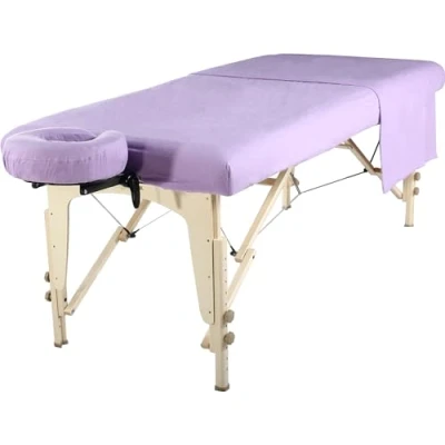 Imagen de Master Massage Tumbona de franela, juego hojas 3 en 1, cubierta plana, funda almohada facial, color morado