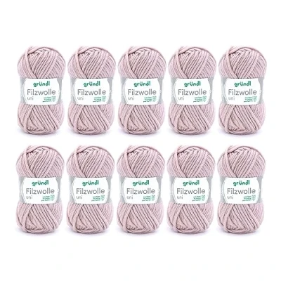 Imagen de Gründl Filzwolle Uni, Vorteilspack: 10 Knäuel à 50 g Fieltro, de Punto y Ganchillo, 100% Pura Virgen, m, tamaño Aguja 8 9, x g, Beige marrón, Lana, One Size, 500