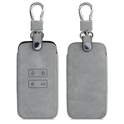Imagen de kwmobile Funda Compatible con Renault Llave de Coche Smart Key 4 Botones (Solo Keyless Go) Carcasa Ante sintético Protector para Mando en Gris