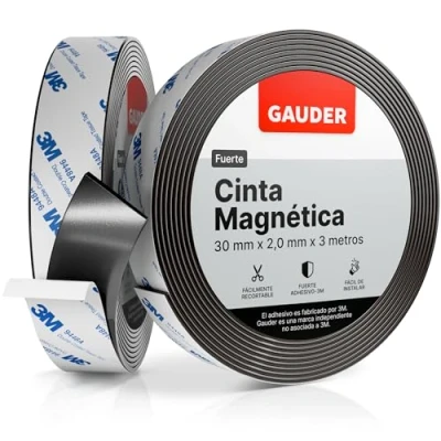 Imagen de GAUDER Cinta Magnética Autoadhesiva Fuerte (40 mm x 3 m) Tiras Magnéticas con Respaldo Adhesivo