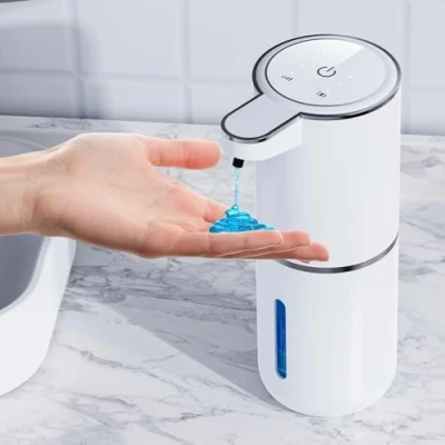 Imagen de dispensador de jabón automático, 380 ml, automático sin contacto, recargable por USB con sensor movimiento infrarrojos para baño, cocina, oficina