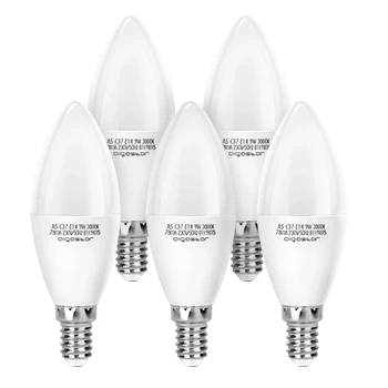 Imagen de Aigostar Bombilla Vela LED E14, 9W Equivalente a 62W, 840 Lúmenes, Blanco Cálido 3000K, C37, No regulable 5 Unidades