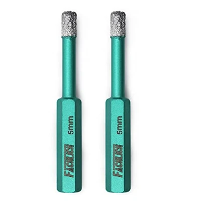 Imagen de FACHLICH Broca de Diamante,2PCS 5mm con mango hexagonal para Perforación en Seco Porcelana Azulejo Granito Mármol