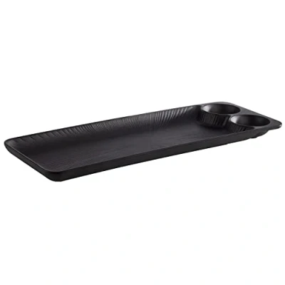 Imagen de APS 85097 Nero bandeja de melamina con 2 cuencos integrados, para servir platos muchos platos, 41,0 x 15,0 2,5 cm