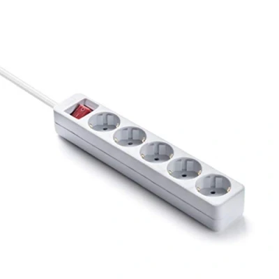 Imagen de FAMATEL Regletas ecosockets 5 tomas Enchufes con Interruptor Luminoso 1,5 Metros Hasta 3680W Protección Infantil Orientación a 45º Evita consumos fantasma Blanco